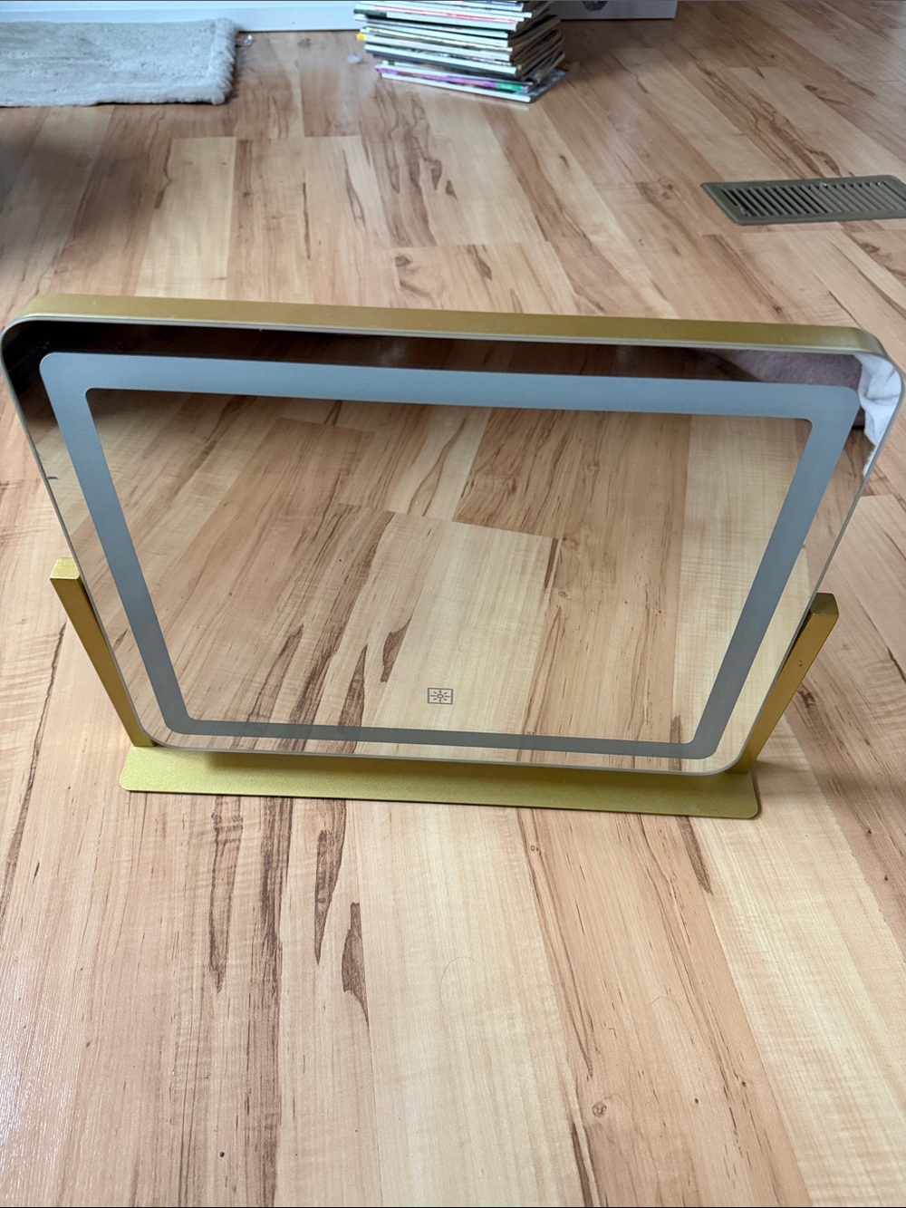 Gold Framed Rectangular Lighted Makeup Mirror